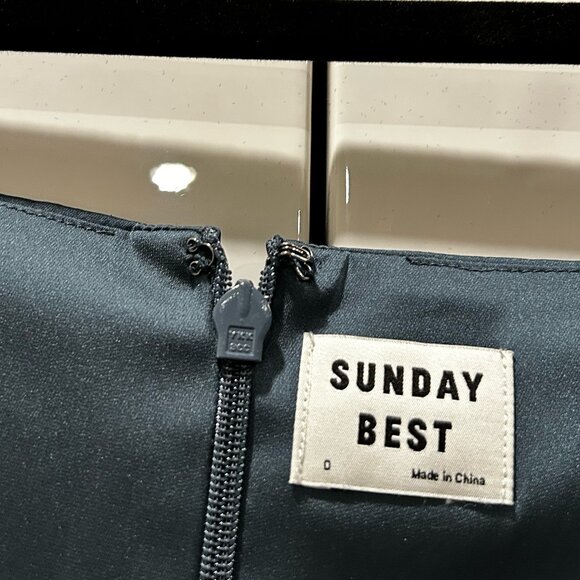 Aritzia Sunday Best Shimmer Mini Dress Blue | Size 0 - Picture 6 of 8